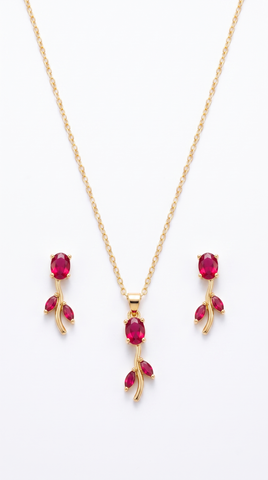 Red Zircon Tulip Jewellery Set