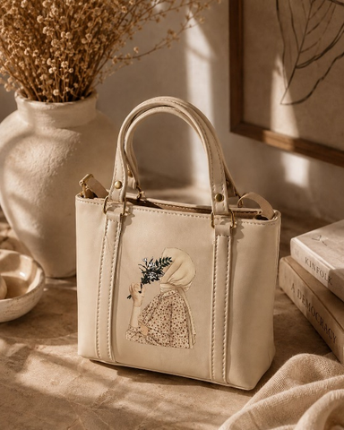 Cream Hijabi Art Mini Tote Bag