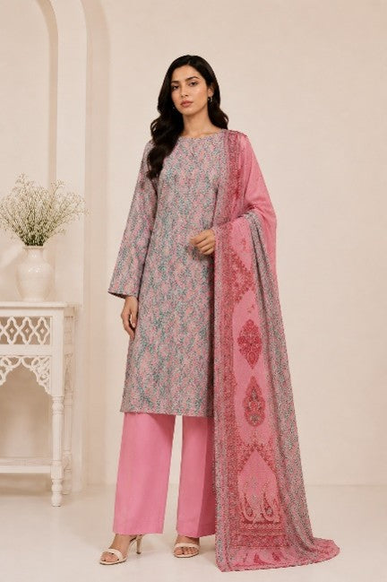Al Karam Classic Pink Teal Floral Vine Printed Lawn 3-Piece Suit | Summer 2026
