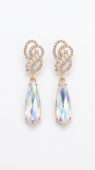 Crystal Swirl Teardrop Earrings | Gold Plated Rhinestone Drop Earrings for Women