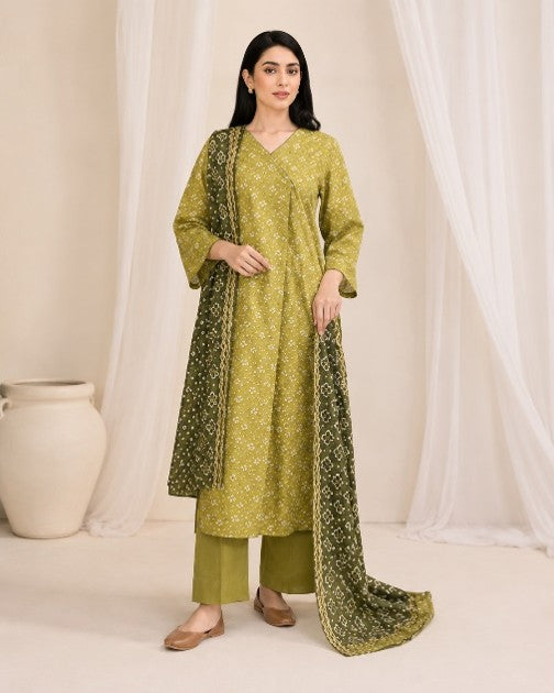 Kayseria Unstitched Olive Green Bandhani Printed Lawn 3-Piece Suit | Summer 2026