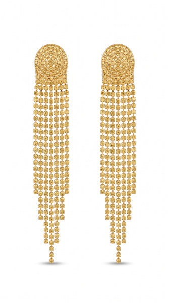 Gold Crystal Fringe Tassel Earrings | Statement Rhinestone Long Dangle Earrings for Women