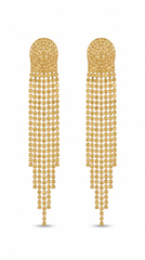 Gold Crystal Fringe Tassel Earrings | Statement Rhinestone Long Dangle Earrings for Women