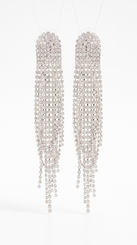 Silver Crystal Fringe Tassel Earrings | Statement Rhinestone Long Dangle Earrings for Women