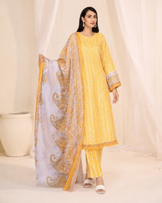 Nishat Unstitched Mustard Yellow Digital Printed Lawn 3-Piece Suit | Summer 2026