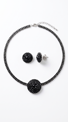Black Crystal Pave Choker Necklace Set