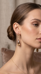 Smoky Topaz Swirl Teardrop Earrings | Gold Plated Crystal Drop Earrings for Women