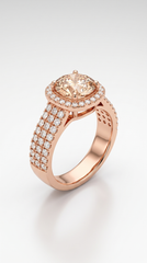 Rose Halo Ring Champagne | Rose Gold Plated Pave Band Ring for Women | Trendy Fashion Jewelry Pakistan