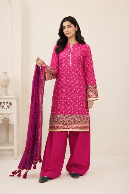 Kayseria Unstitched Hot Pink Bandhani Printed Lawn 3-Piece Suit | Summer 2026