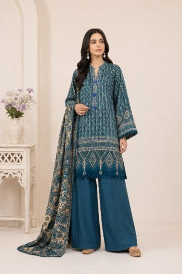 : Bonanza Satrangi KAI Teal Blue Geometric Printed Lawn 3-Piece Suit | Summer 2026
