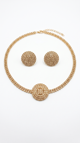 Gold Crystal Pave Choker Necklace Set