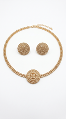 Gold Crystal Pave Choker Necklace Set