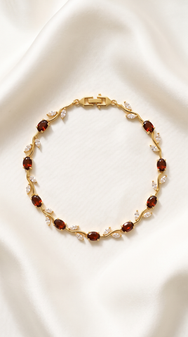 Garnet Red Tulip Vine Bracelet