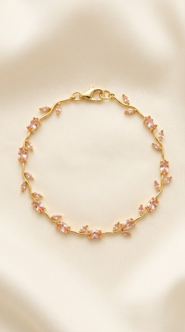 Blush Peach Tulip Leaf Bracelet