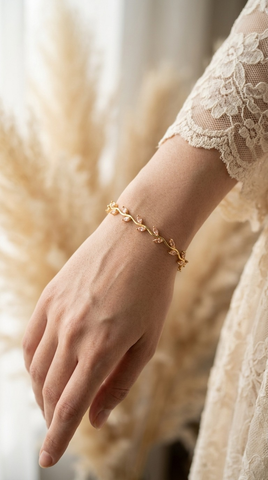 Blush Peach Tulip Leaf Bracelet