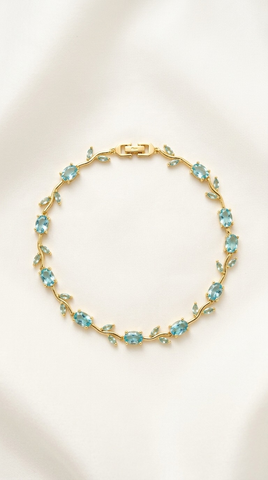 Aquamarine Blue Tulip Vine Bracelet