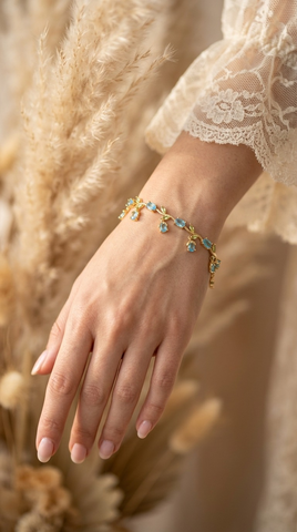 Aquamarine Blue Tulip Vine Bracelet