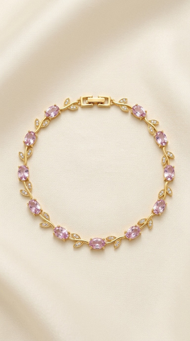 Pink Pavé Leaf Vine Tulip Bracelet