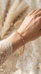 Pink Pavé Leaf Vine Tulip Bracelet