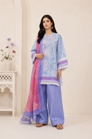 Bonanza Satrangi KAI Sky Blue Floral Printed Lawn 3-Piece Suit | Summer 2026