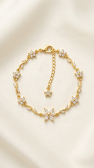 White Crystal Daisy Flower Bracelet