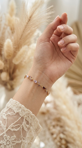 Multi Color Crystal Vine Tulip Bracelet