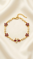 Red Crystal Dragonfly Flower Bracelet
