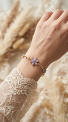 Purple Crystal Daisy Flower Bracelet