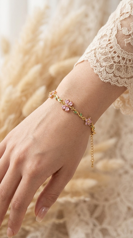 Pink Cherry Blossom Flower Bracelet