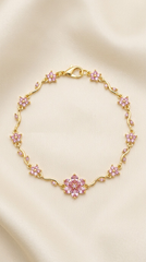 Pink Crystal Cluster Flower Bracelet