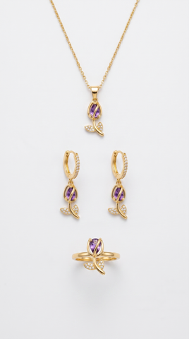 Purple Tulip Jewellery Set