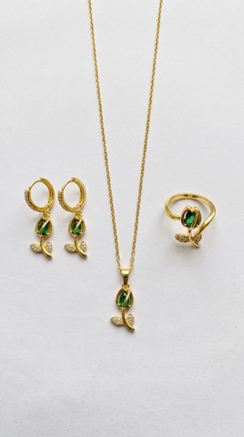 Emerald Green Tulip Jewellery Set