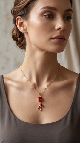 Red Zircon Tulip Jewellery Set