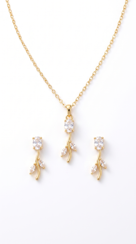 White Zircon Tulip Jewelry Set