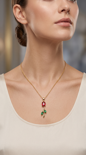 Red & Green Tulip Jewelry Set