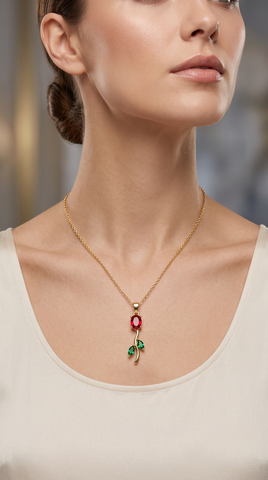 Red & Green Tulip Jewelry Set