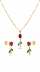 Red & Green Tulip Jewelry Set