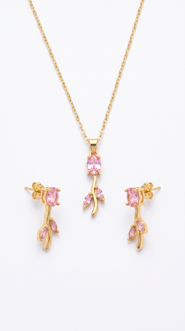 Pink Zircon Tulip Jewellery Set