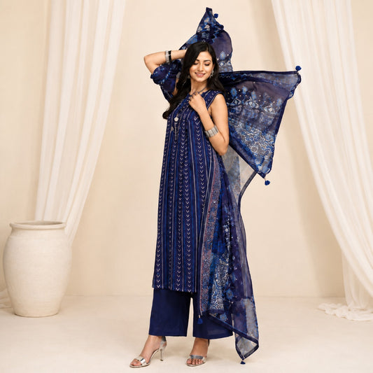 Nishat Unstitched Royal Blue Digital Printed Lawn 3-Piece Suit | Summer 2026