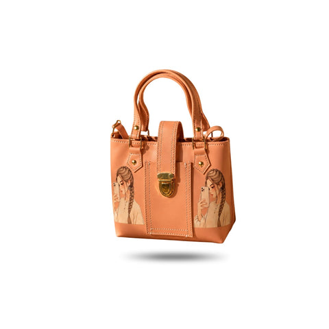 Peach Girl Print Mini Tote Bag
