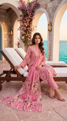 M Line Pink Floral Lawn Suit