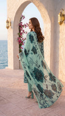 M Line Sea Green Floral Lawn Suit