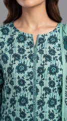 M Line Sea Green Floral Lawn Suit