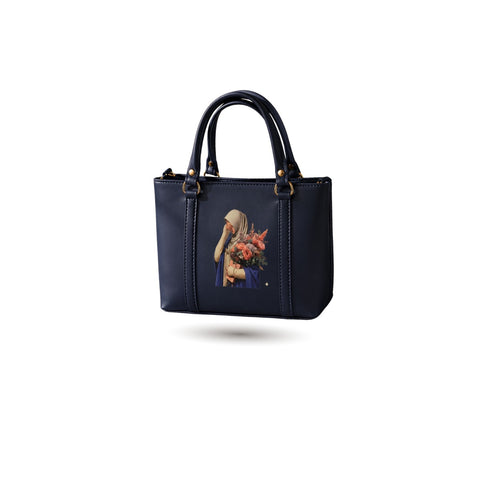 Navy Blue Hijabi Art Mini Tote Bag