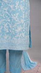Nishat Sky Blue Floral Print Lawn Suit