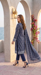 Bin Saeed Navy Blue Ethnic Print Lawn Suit