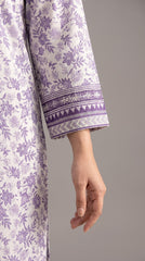 Bin Saeed White Floral Navy Chevron Lawn Suit