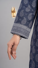 Bin Saeed Navy Blue Ethnic Print Lawn Suit